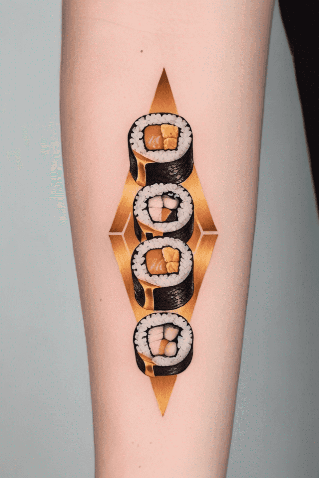 gold and black sushi