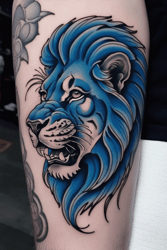 a blue lion