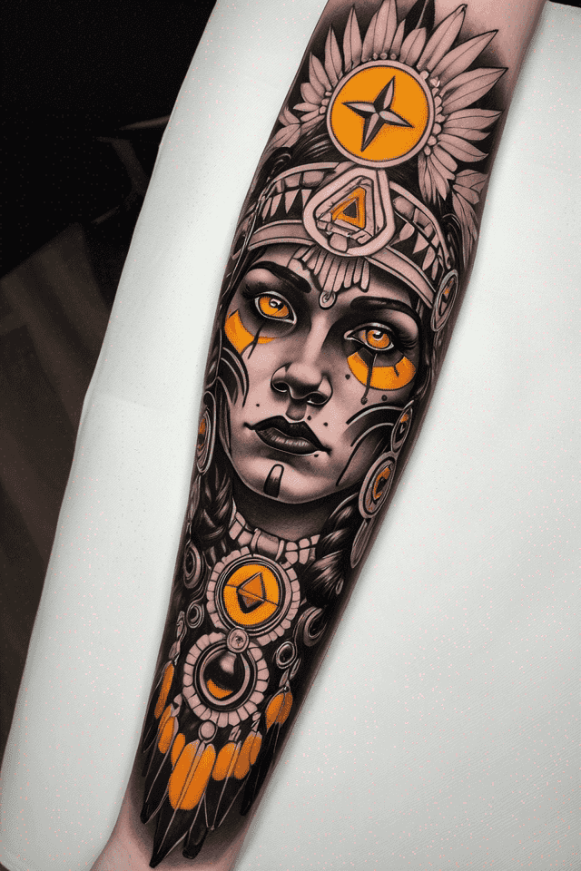 un nativo americano con occhi gialli