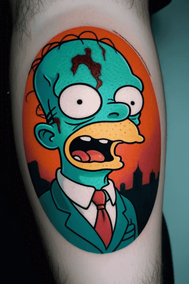 horror zombie in the night without eye, style of simpson