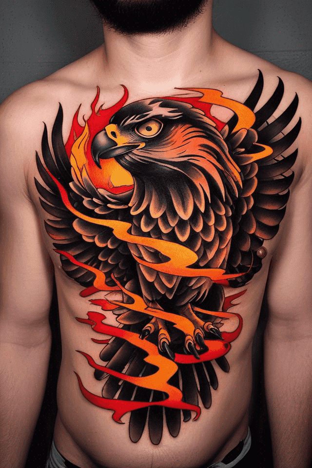 an hawk inside flames