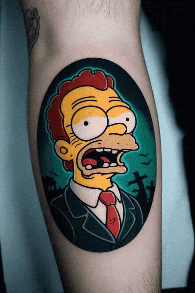 horror zombie in the night without eye, style of simpson