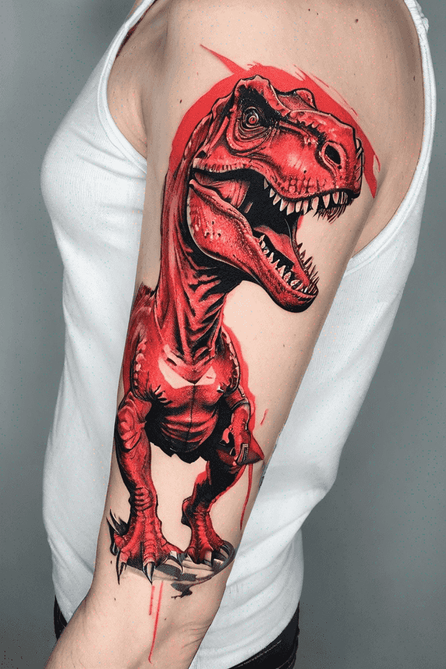 un dinosauro rosso