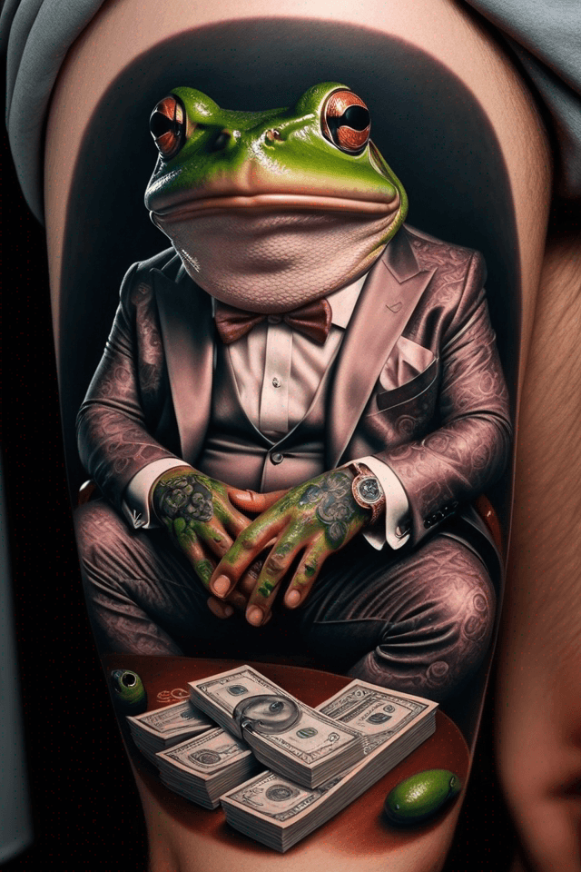 a fat frog as gangster narcos