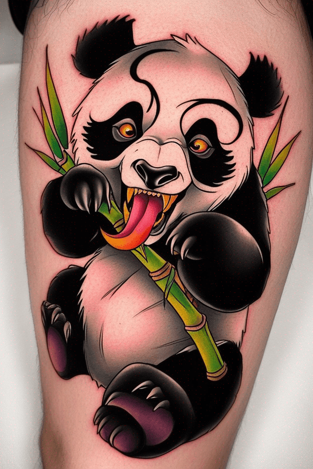 cute Venomized Panda eat bamboo