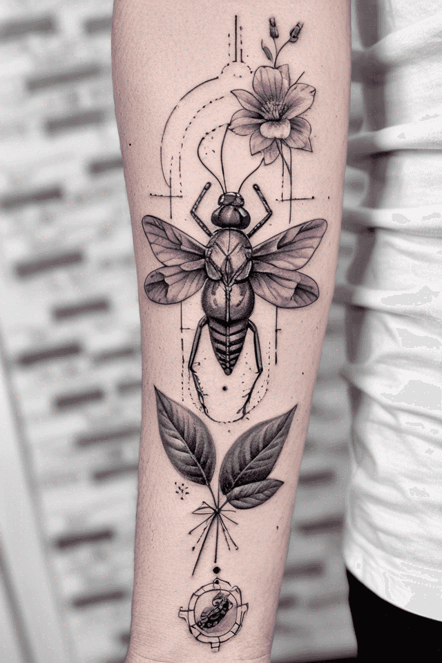 violet cricket on the green flower